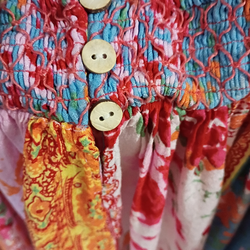 Boho Floral Tiered Romper Dress in Pink, Red & Teal - Picture 4 of 6